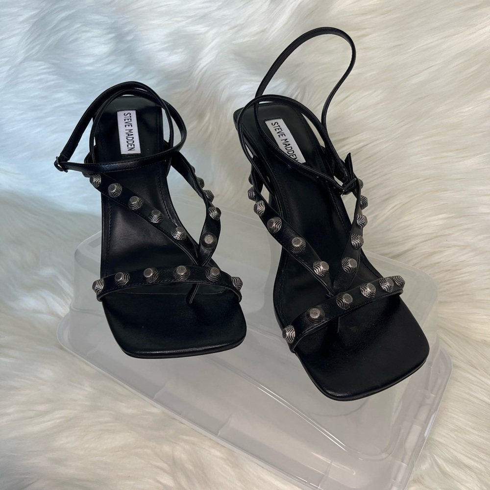 Steve Madden Black Studded Strappy Heels